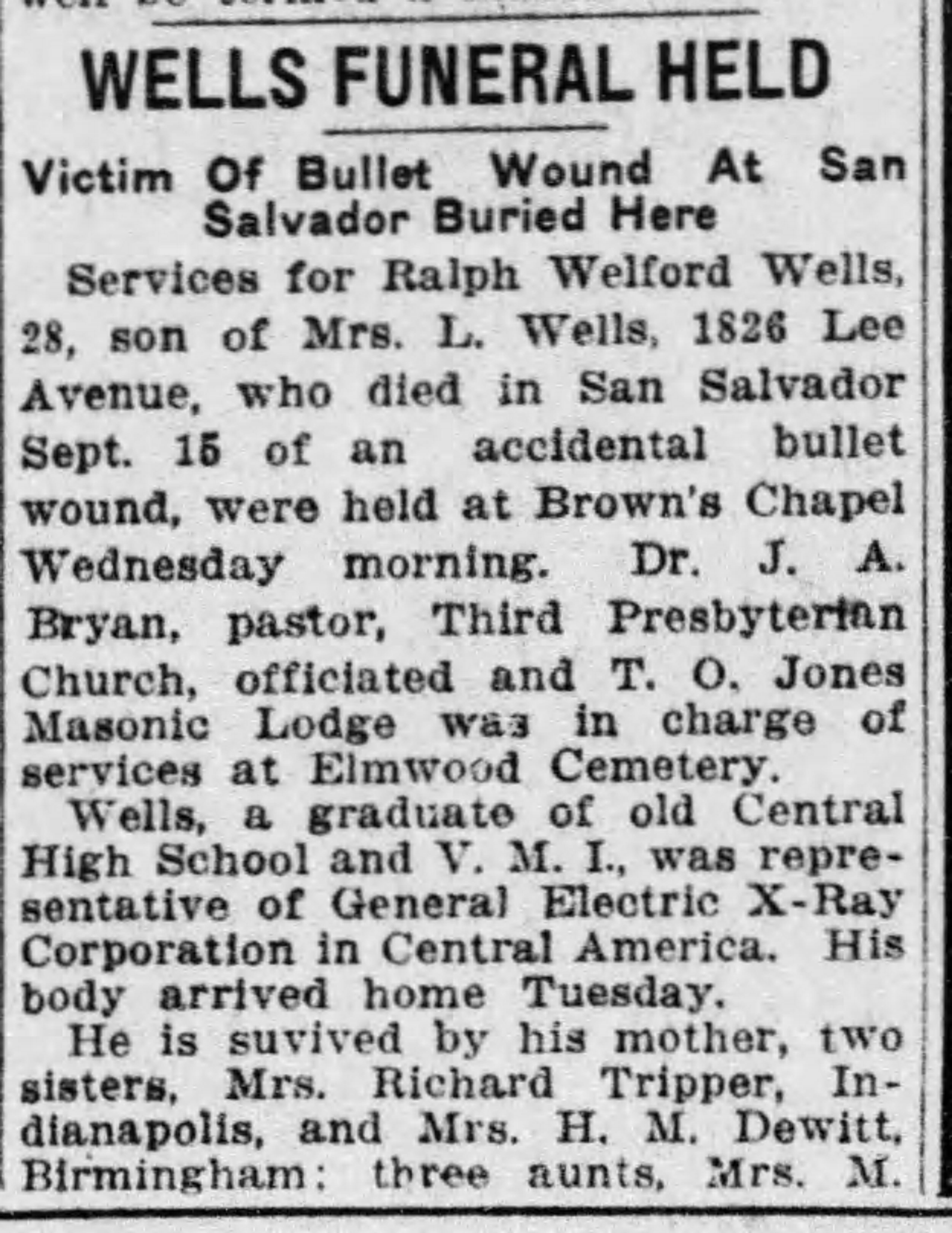 Ralph Welford Wells obituary